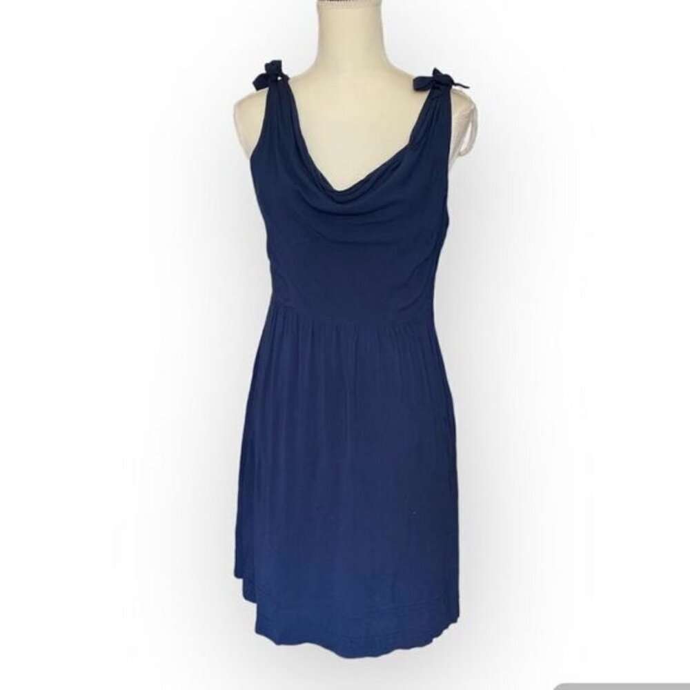 Maeve Navy Blue A-line Cowl Neck Sleeveless Sundress